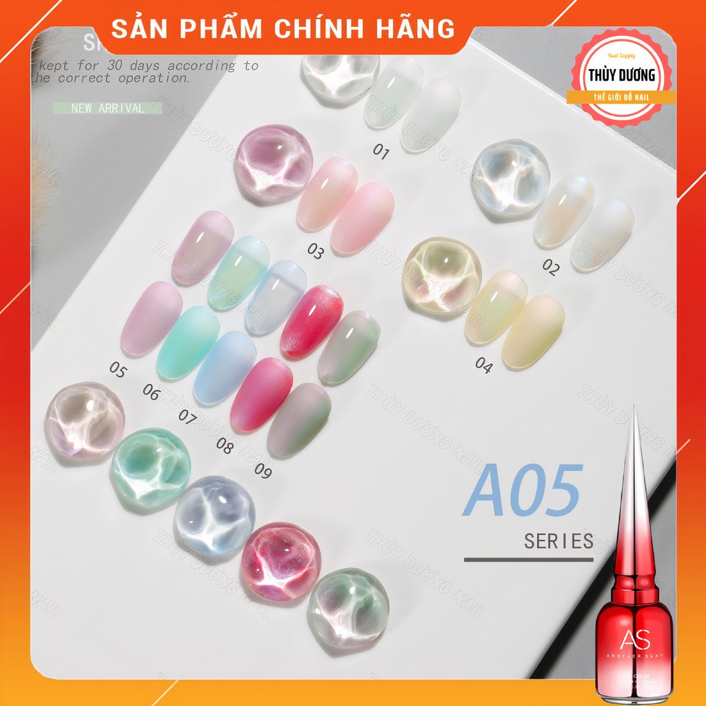 Sơn gel AS chính hãng chai đỏ mã A5 (ánh xà cừ) 15ml