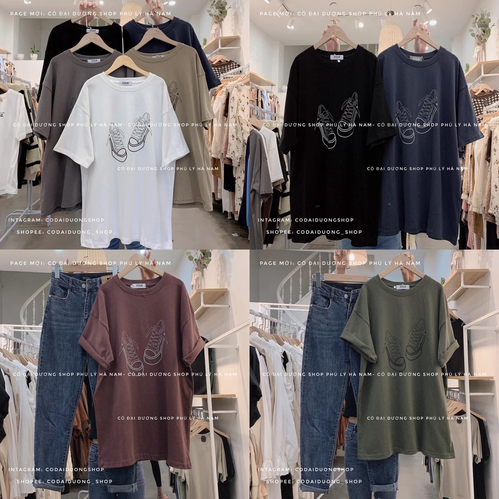 Áo Thun Tay Lỡ Đôi Giày, Áo Phông Chất Cotton Form Rộng Unisex Samsam4896