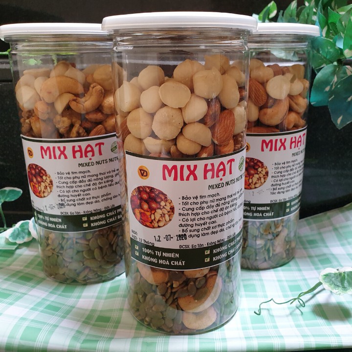 Hạt dinh dưỡng Mixed Nuts 5 loại hạt: Macca, hạnh nhân, óc chó, hạt điều và bí xanh, đã sấy chín, tách vỏ (500gr) Hoàn t