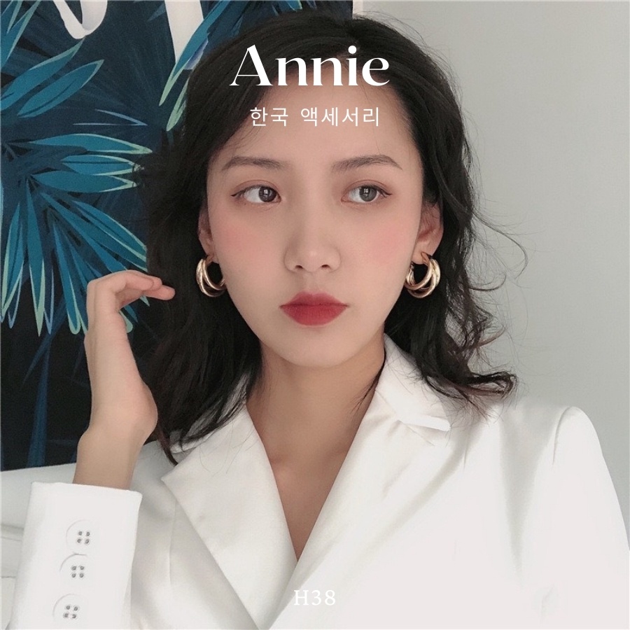 Bông tai tròn kim loại mạ hàn quốc cá tính thời trang ANNIE - H38