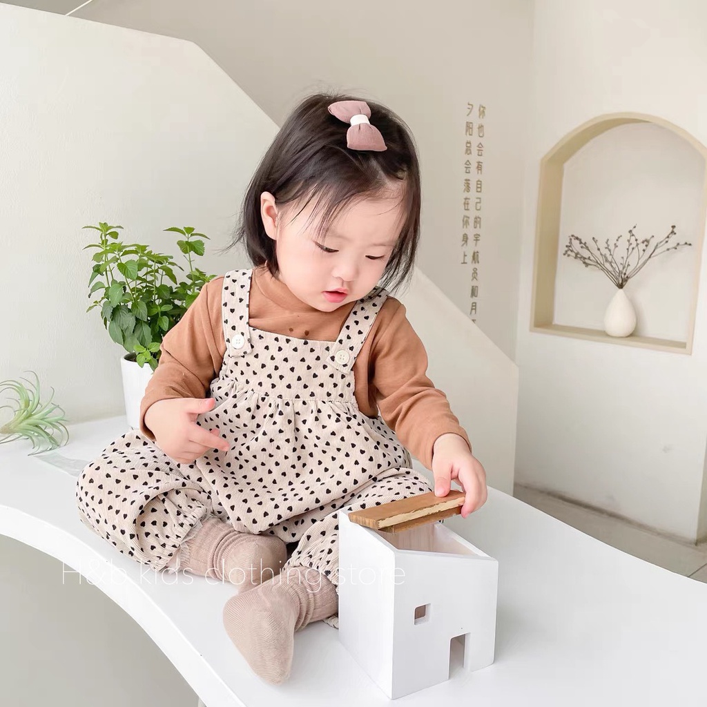 Set body yếm nhung kèm áo xịn sò cho bé gái siêu xinh dễ thương kèm ảnh thật (5 - 15kg)