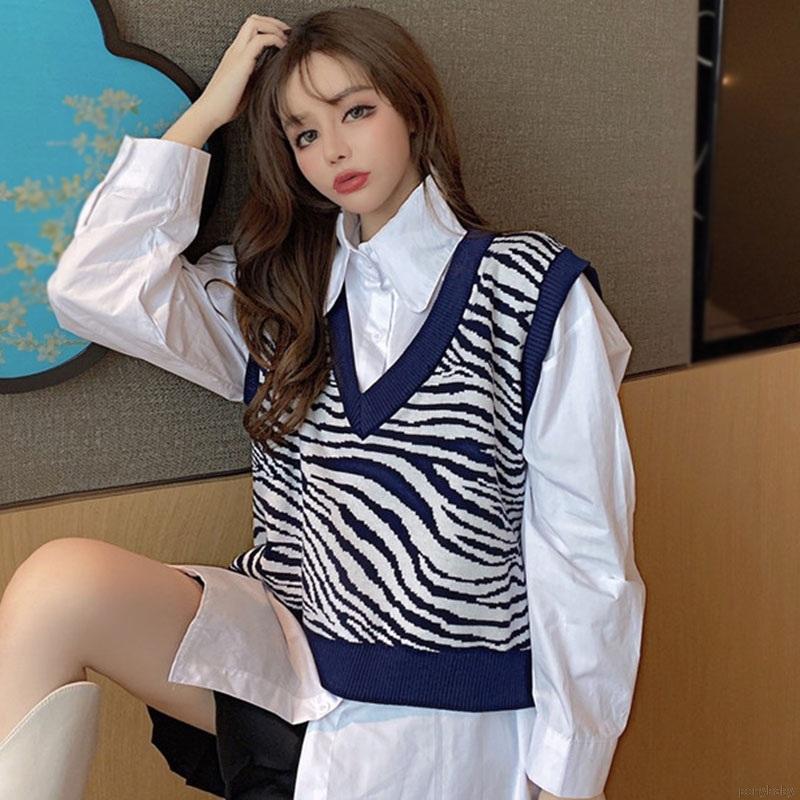 Áo Khoác Len Không Tay Họa Tiết Ngựa Vằn Thời Trang Cho Nữ | BigBuy360 - bigbuy360.vn