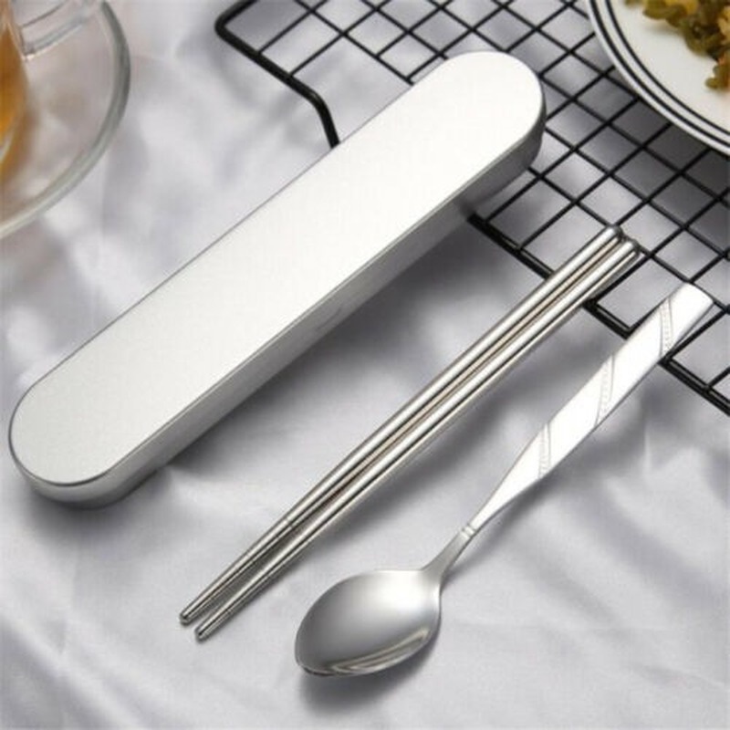 Bộ Muỗng Đũa Nĩa Du Lịch Bằng Thép Không Gỉ Kèm Hộp Đựng