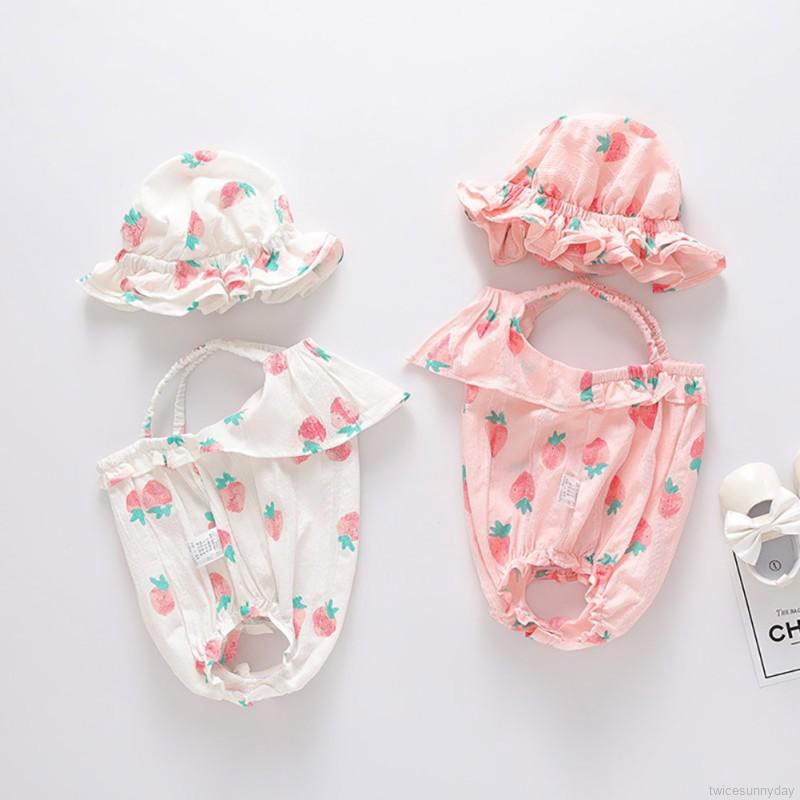 Áo liền quần + mũ in họa tiết hoa đáng yêu cho bé gái