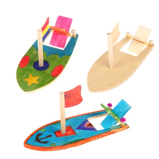 thuyền gổ cho bé tự trang trí(thuyền chạy được dưới nước)