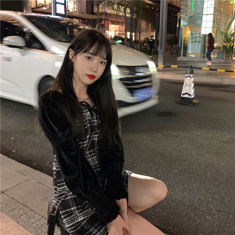 Váy Chữ A Tay Dài Kẻ Sọc Caro Trẻ Trung Hợp Thời Trang Cho Bạn Gái | BigBuy360 - bigbuy360.vn