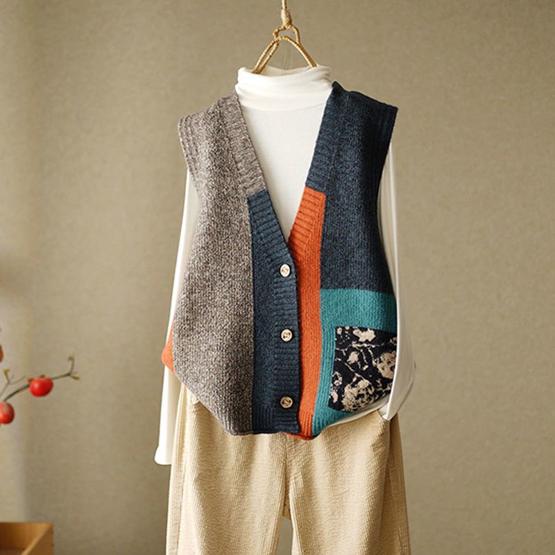 Áo Len Không Tay Dáng Rộng Phong Cách Retro Thời Trang Mới Dành Cho Nữ