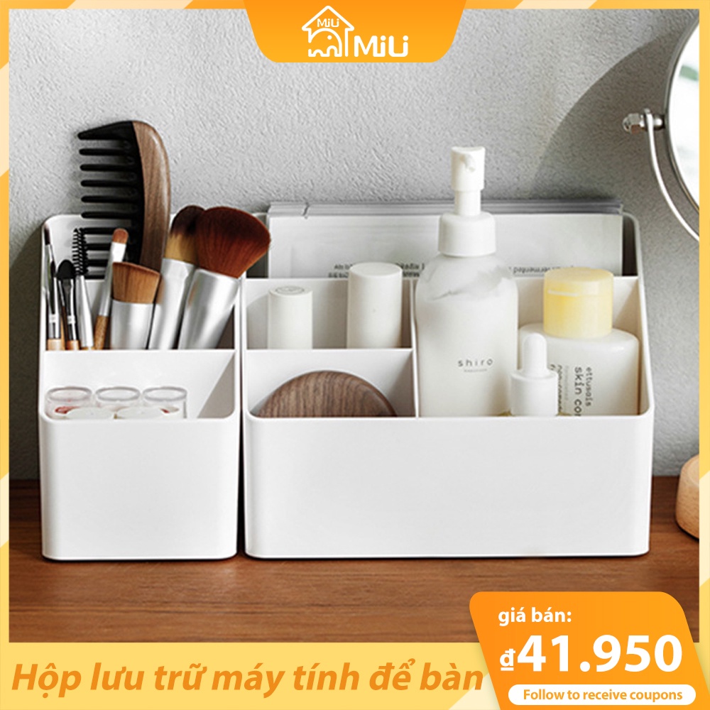 MILI🌈 Hộp lưu trữ trên máy tính để bàn Phân loại lưu trữ có vách ngăn Hộp lưu trữ mỹ phẩm Giá đỡ điều khiển từ xa Hộp chứa văn phòng phẩm phòng khách phòng tắm phòng ngủ văn phòng nhà tổ chức đa mục đích