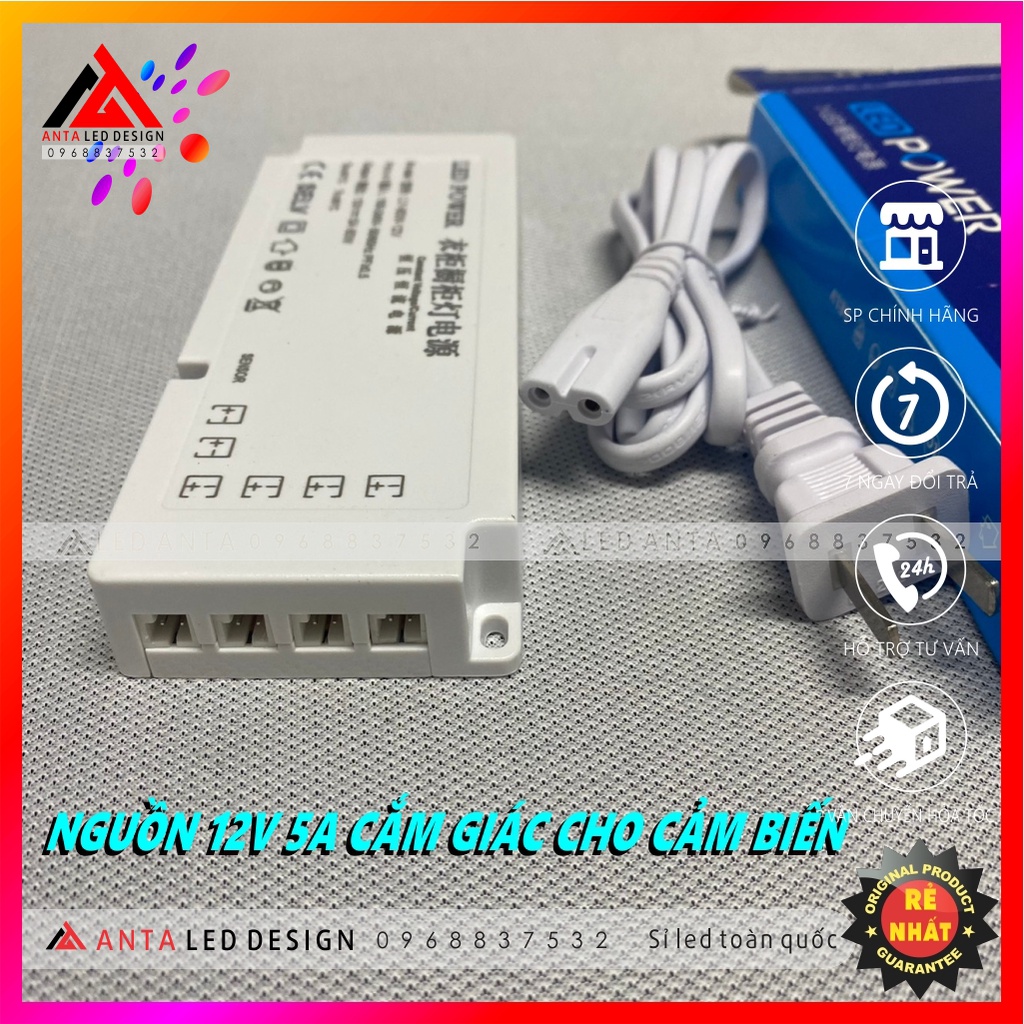 Nguồn 12V- 5A chuyên dụng cho cảm biến và LED nội thất, tủ bếp thông minh