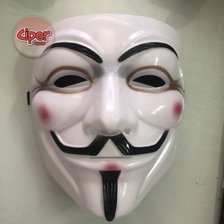 [Mã TOYJAN hoàn 20K xu đơn 50K] Mặt nạ hacker Anonymous Trắng Vàng Đen có viền mắt
