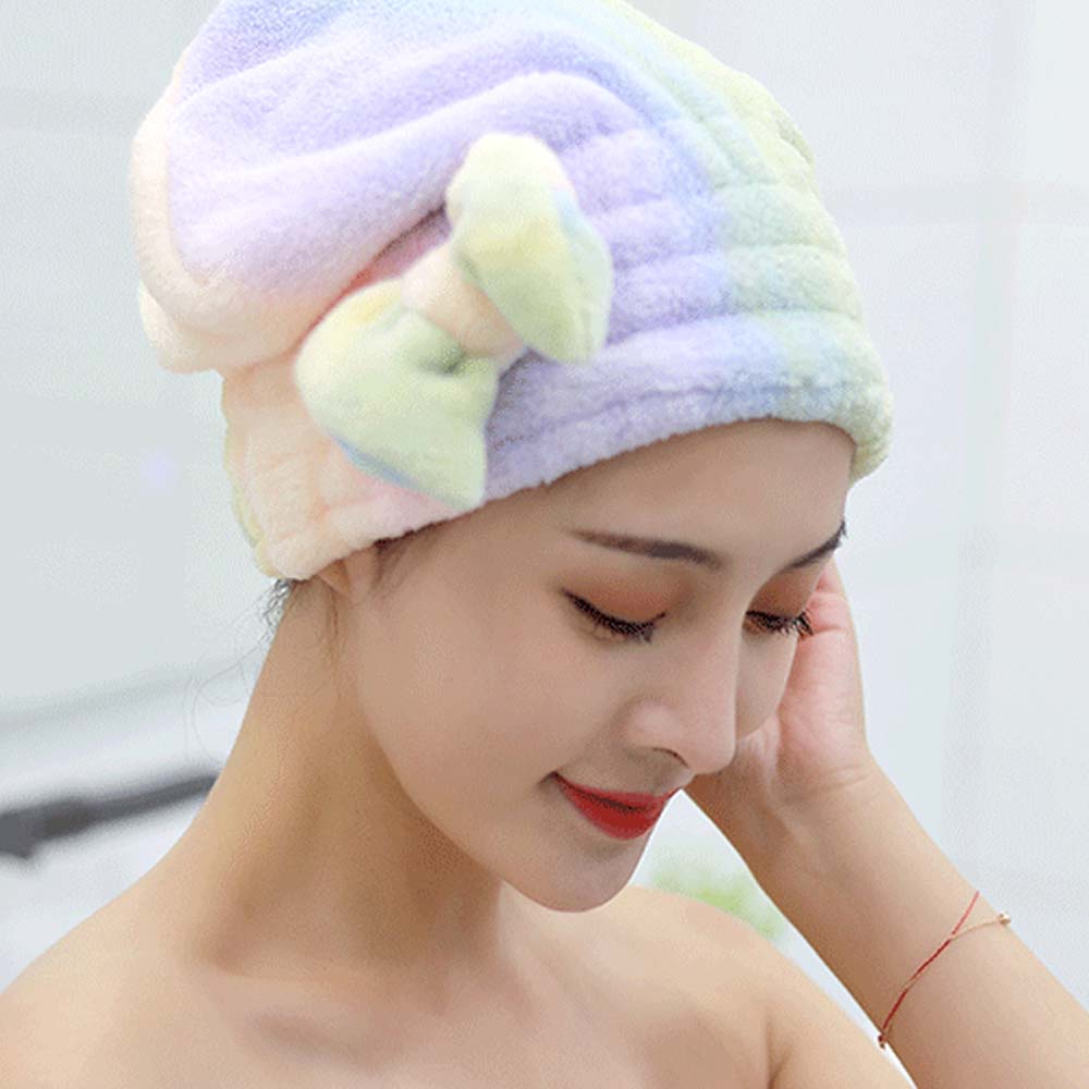 DANILO 1Pc Shower Caps Woman Towel Cap Hair Hat Towel Microfiber Bowknot Bathing Quick-drying Girl Dry Hair Towel/Multicolor