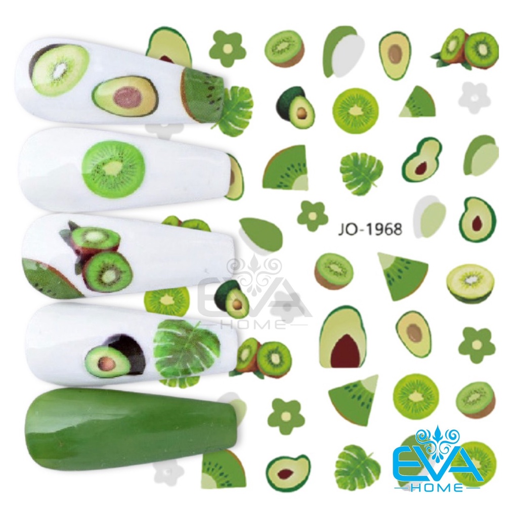 Sticker Dán Móng Tay 3D Joyful Nails  Hoạ Tiết Tone Màu Lá Cây Trái Bơ Kiwi & Avocado Nail Art Stick