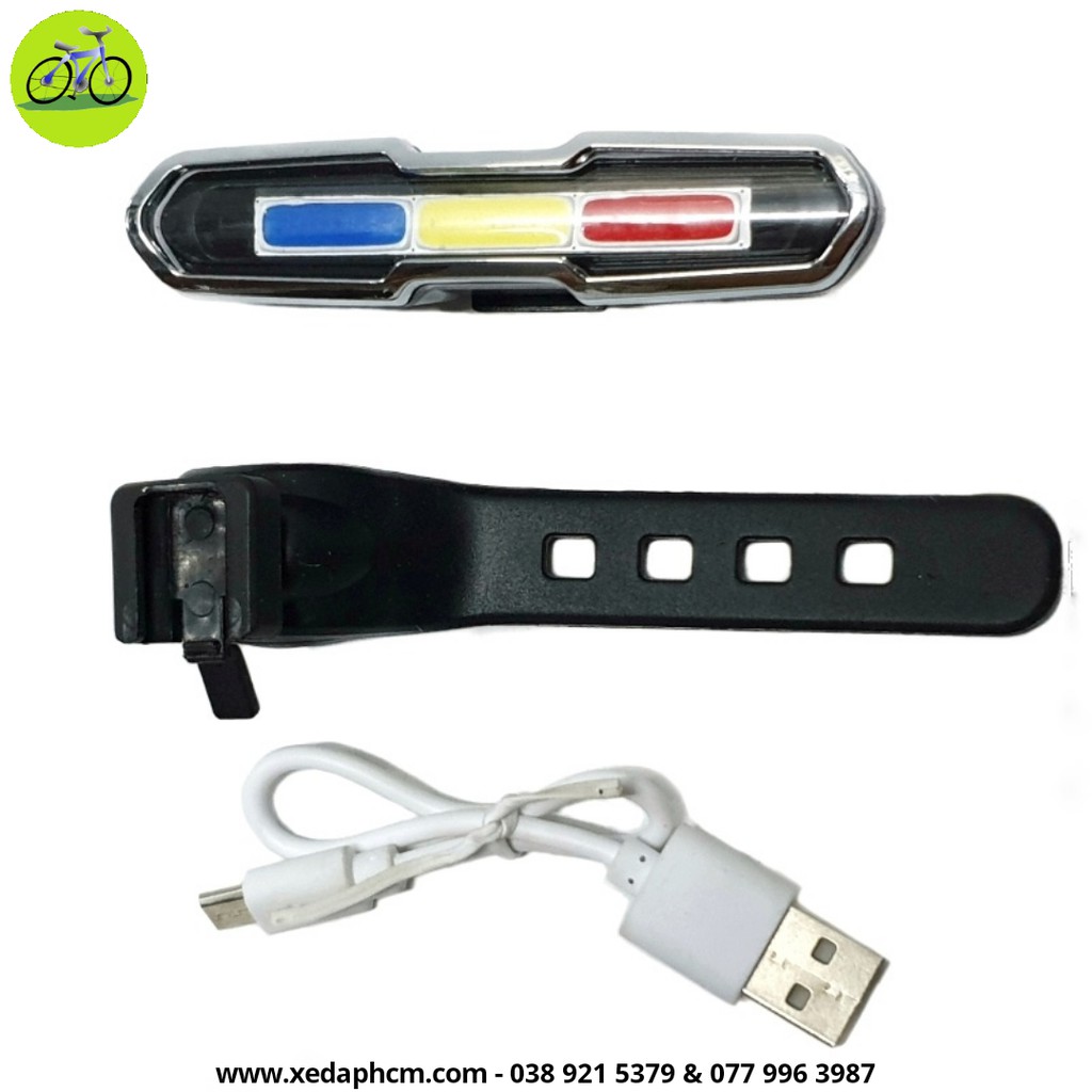 Đèn đuôi xe đạp 3 màu siêu sáng cáp sạc USB