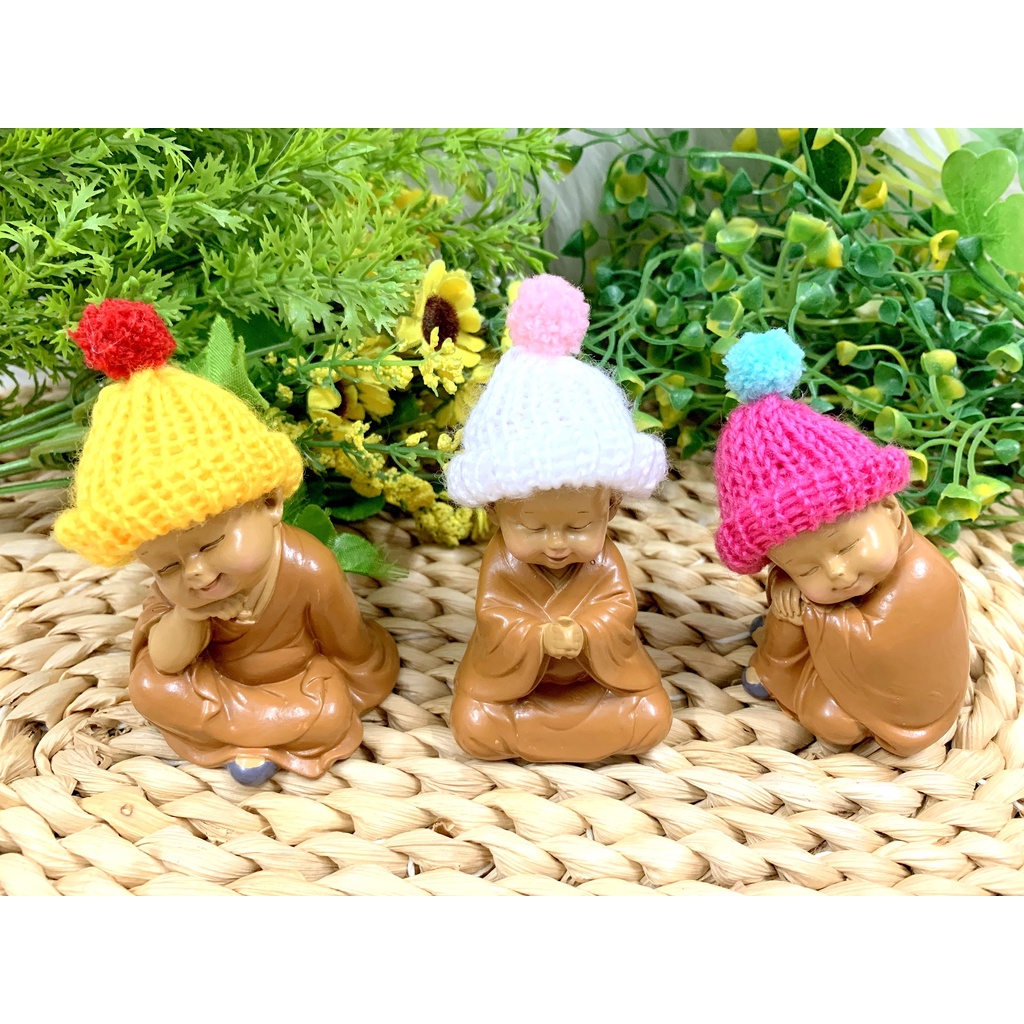 Bộ 3 Chú Tiểu Ấn Độ Hoan Hỉ Tài Lộc Nón Len ( Hình Thật + Video Thật )