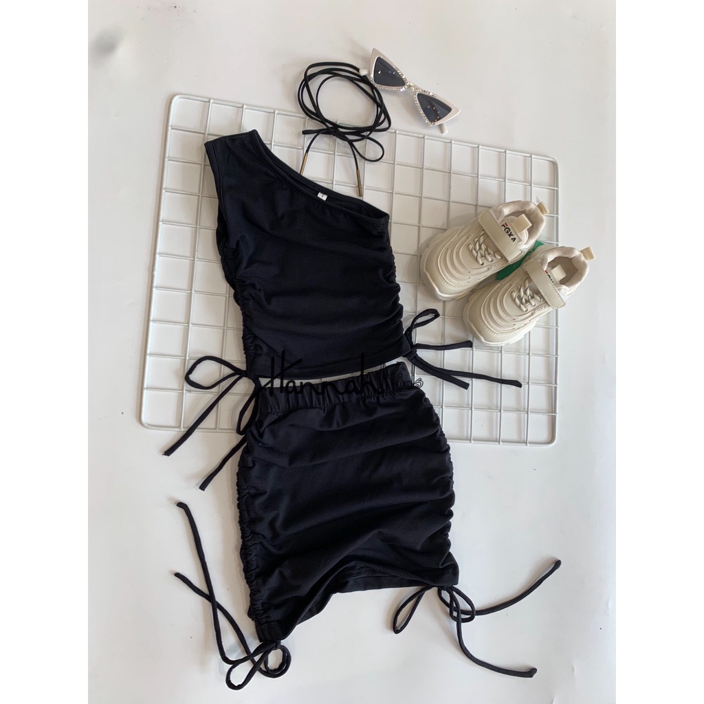Set Váy Ôm Body Dây Rút Cho Bé 1-10 Tuổi, Set Áo Váy Mùa Hè Cho Bé 8-35Kg HANNAH KIDS