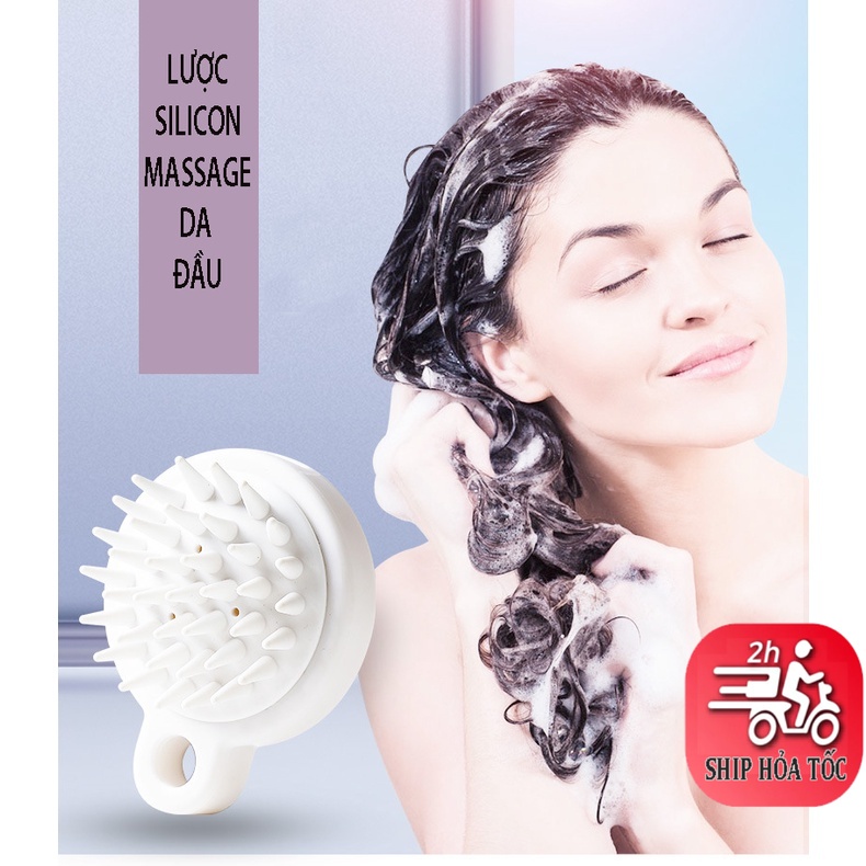 Lược gội đầu Silicone massage Nhật, mát xa da đầu đa năng giảm rụng tóc