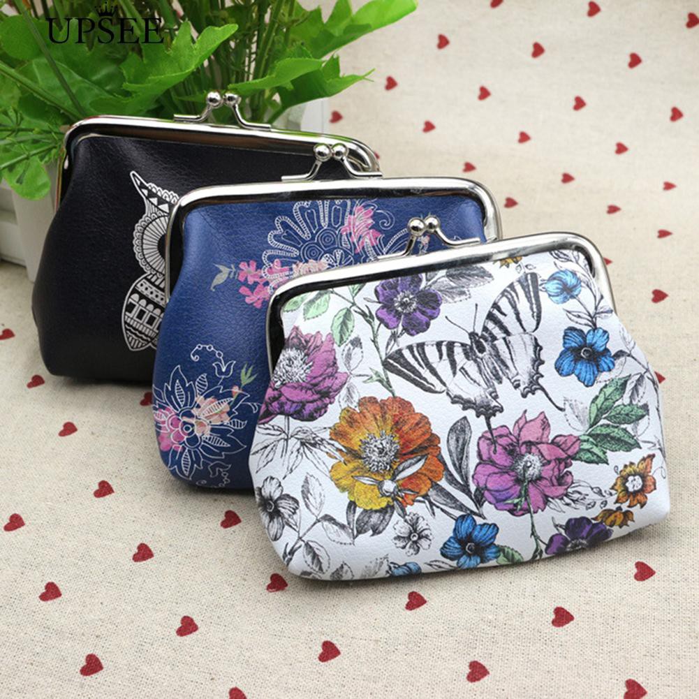 Ví đựng tiền mini bằng vải canvas in họa tiết chim cú xinh xắn dành cho nữ