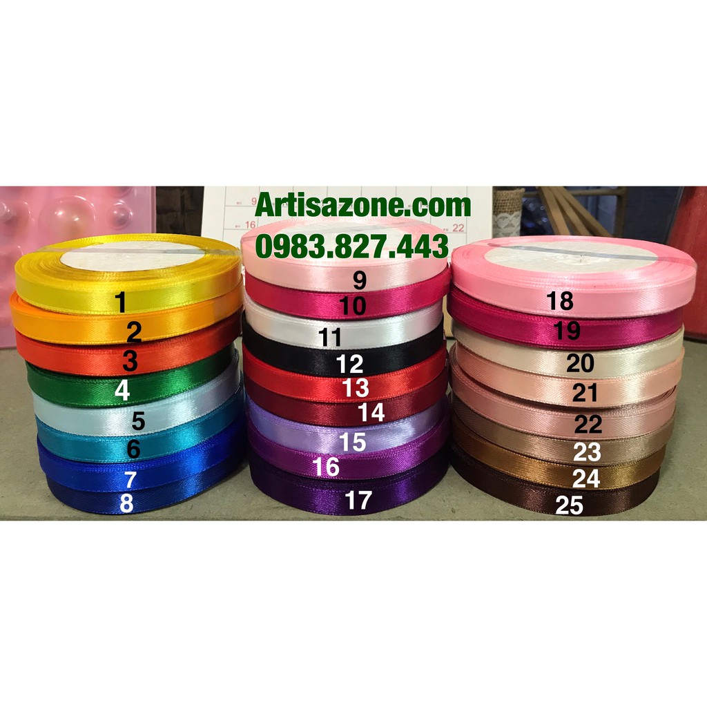 Ruy băng lụa bản rộng 1cm