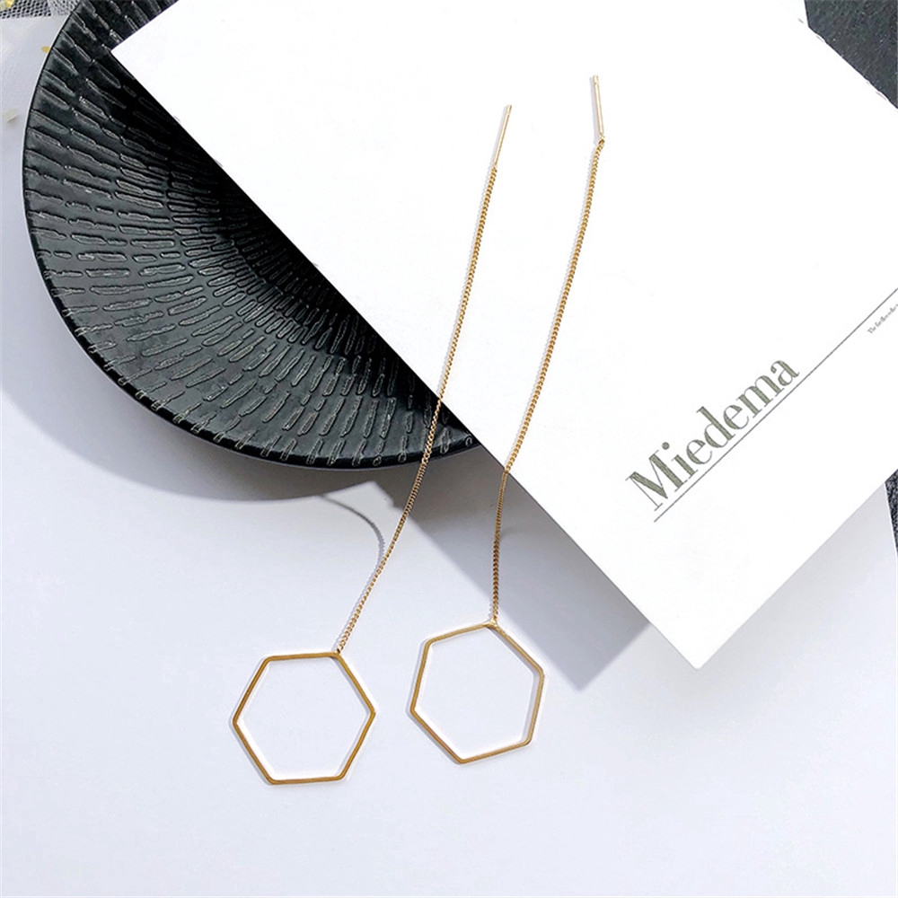 Khuyên tai dài kiểu dáng hình học độc đáo thời trang cho nữ