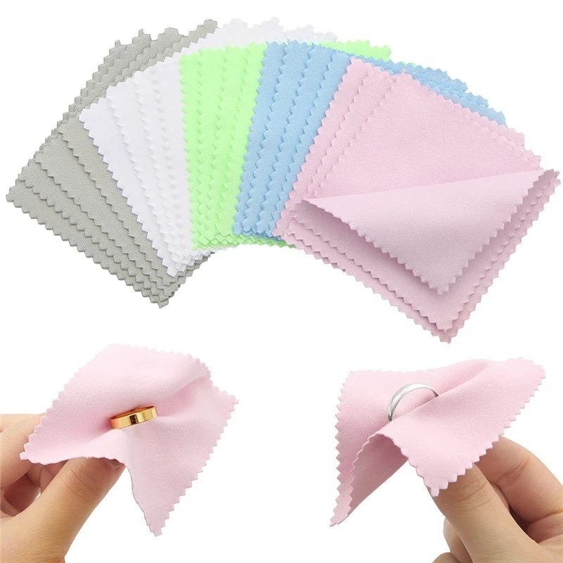 Set 10 khăn đánh bóng lau mắt kính / trang sức màu sắc xinh xắn xinh xắn