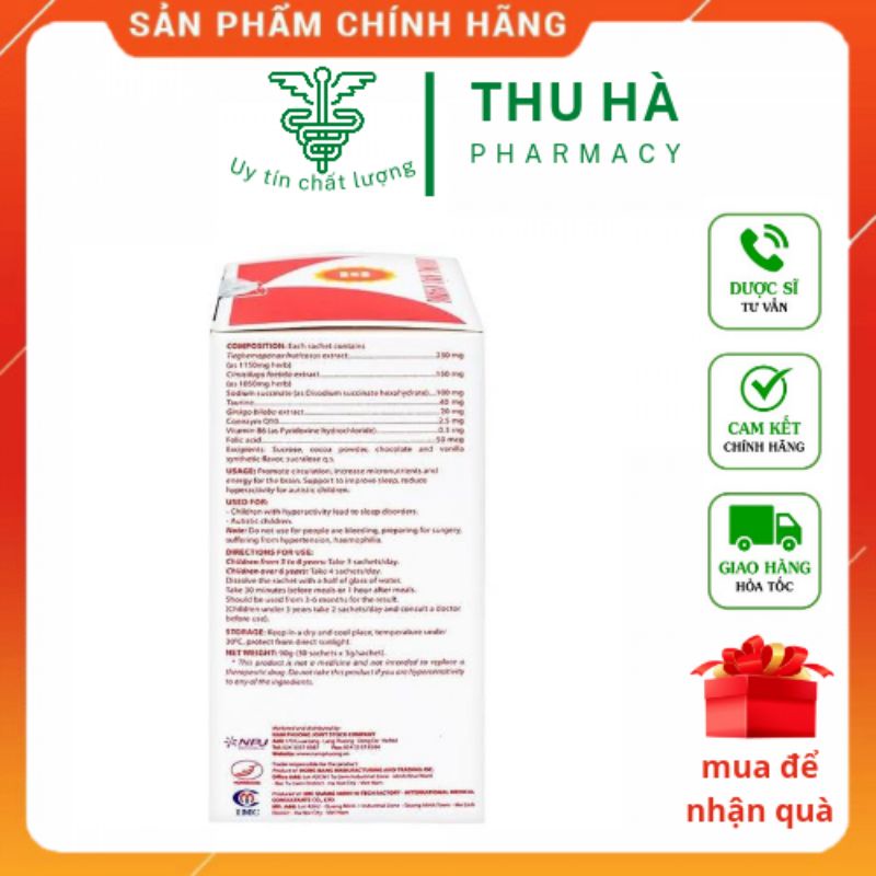 Vương Não Khang [Chính Hãng]- Tăng cường trí tuệ giúp bé tập trung hơn hộp 30 gói