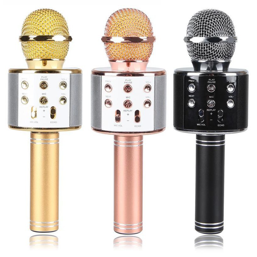 Mic bluetooth hát karaoke ws-858 kèm loa âm thanh chuẩn