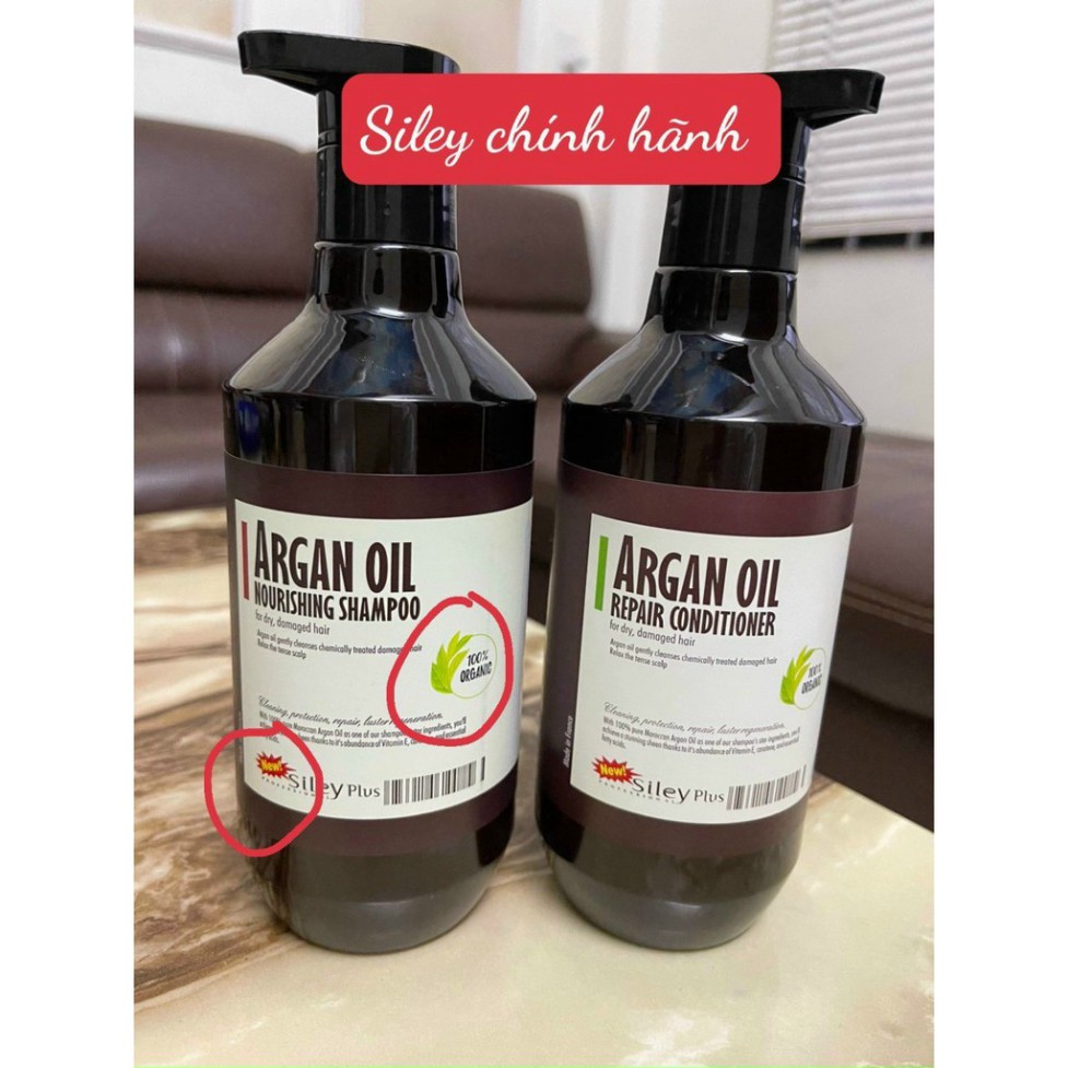 Cặp Gội Xả Pháp Siley Argan Oil Organic new Plus Organic 500ml x2 _ Mẫu Mới Chính Hãng