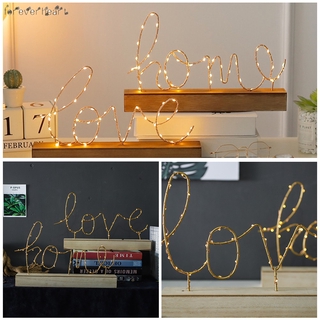 Đèn bàn trang trí phòng khách thiết kế hình chữ Love/ Home xinh xắn