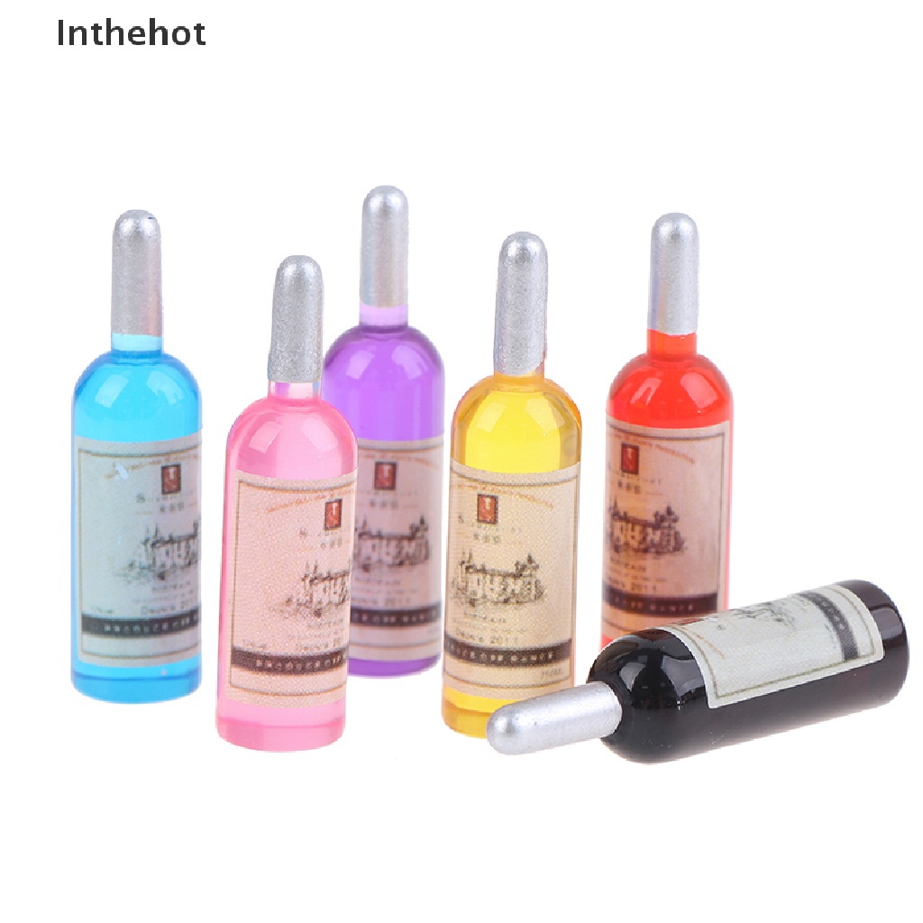 Set 10 mô hình chai rượu mini tỉ lệ 1:6 1:12 trang trí nhà búp bê