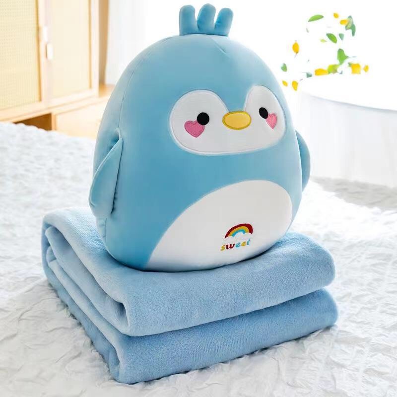 Bộ chăn gối văn phòng gấu bông khủng long, Thỏ, Heo, Cún, Vịt 3in1 siêu đáng yêu(#Gối_Chăn_Ủ Tay)