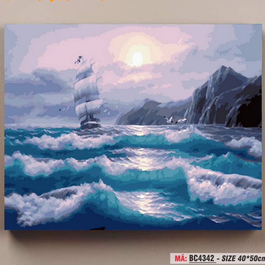 Tranh trang trí sơn dầu tự  tô Sondausohoavn thuận buồm xuôi gió BC4342