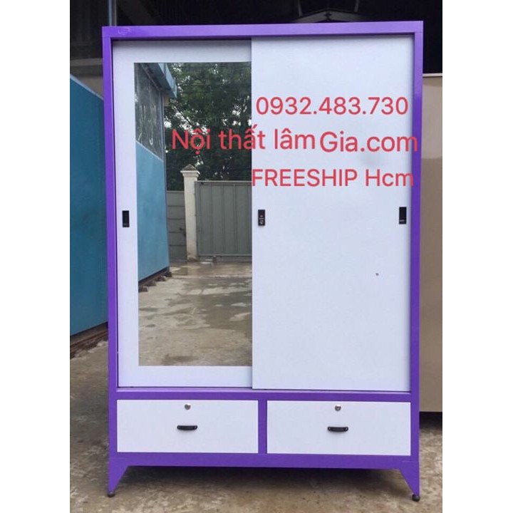 Tủ sắt sơn tĩnh điện cửa lùa ngang 1m2 , freehsip hcm