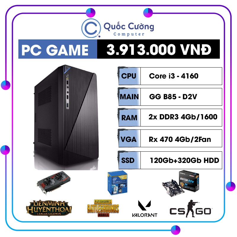 PC Gaming i3 4160/RX 470 4Gb/RAM 8Gb/SSD 120Gb
