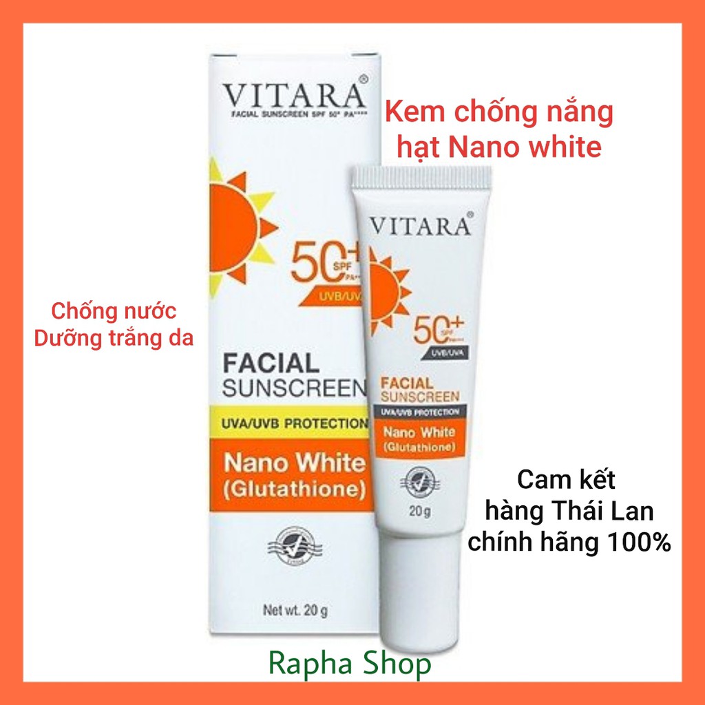 Kem Chống Nắng Dưỡng Trắng Da Chống Nước Từ Hạt Nano White Viatara Facial Sunscreen 20Gr