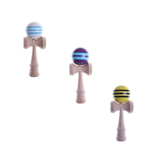 6CM Striped Kendama With 3 Strings Colorful Painted Traditional Wooden Toy