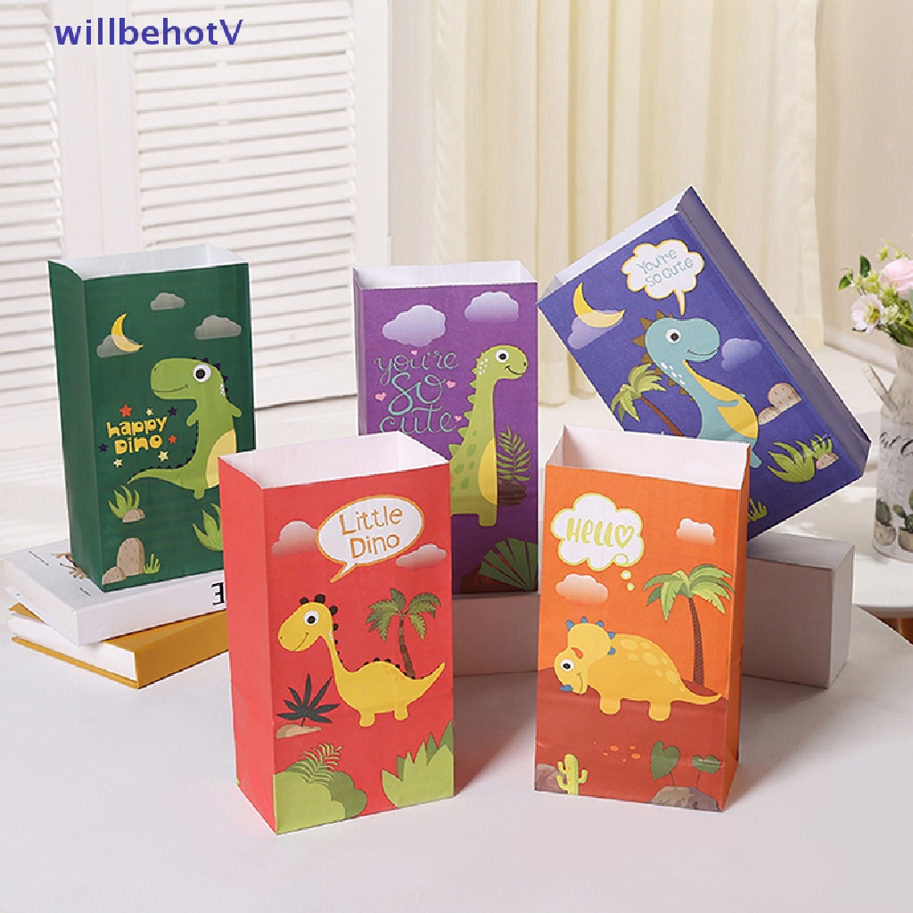 Bộ 10 Túi Giấy Đựng Bánh Kẹo Hình Khủng Long Hoạt Hình