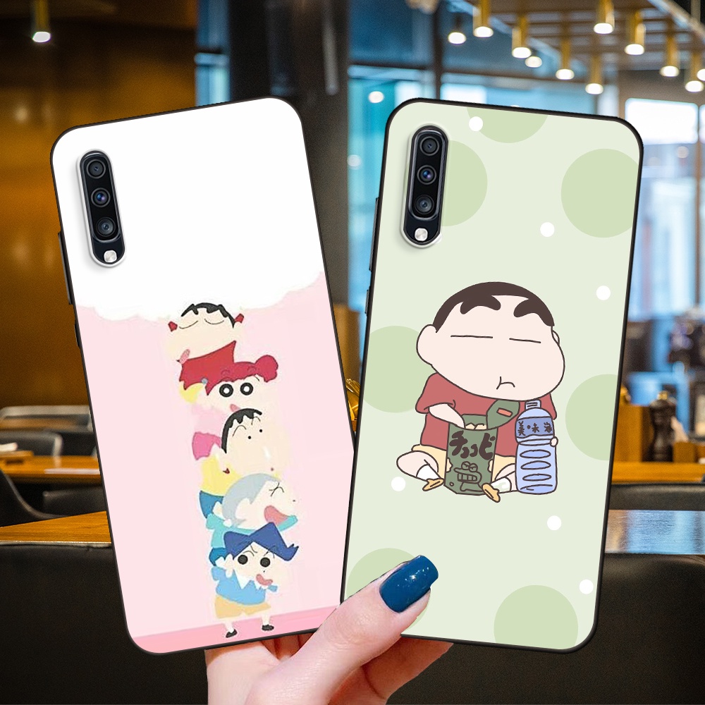 Ốp điện thoại Silicone mềm màu đen in hình cậu bé bút chì cho Samsung A6 2018 A6 Plus 2018 A7 2018 A8 2018 A8 Plus 2018