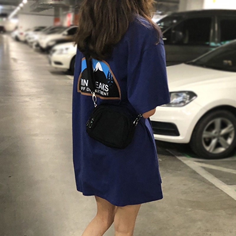 Áo Thun Dáng Rộng Cổ Tròn In Hình Phong Cách Hàn Quốc Dành Cho Nữ