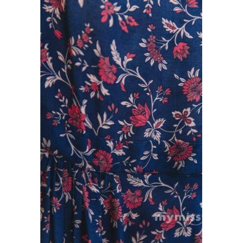 Đầm hoa hai dây cổ V nhún bèo phong cách boho thời trang cho nữ