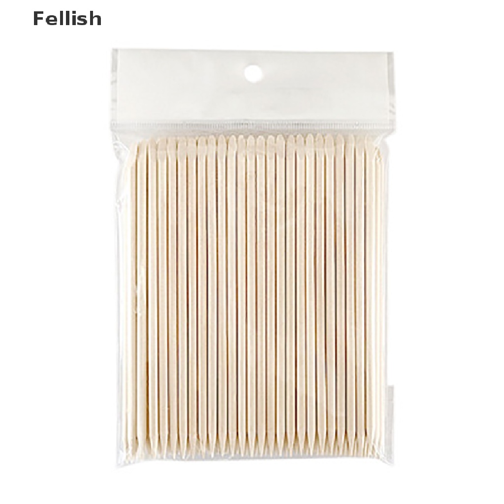 [Hàng mới về] Bộ 100 cây đẩy biểu bì bằng gỗ cam dùng để thiết kế móng tay nghệ thuật