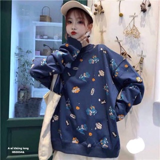 Áo nỉ hoạt hình khủng long in kín -HS
