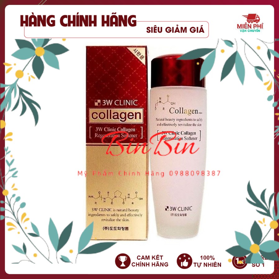 [Hàng Nhập Khẩu] Nước hoa hồng dưỡng da săn chắc chống lão hóa Collagen 3W CLINIC Hàn Quốc