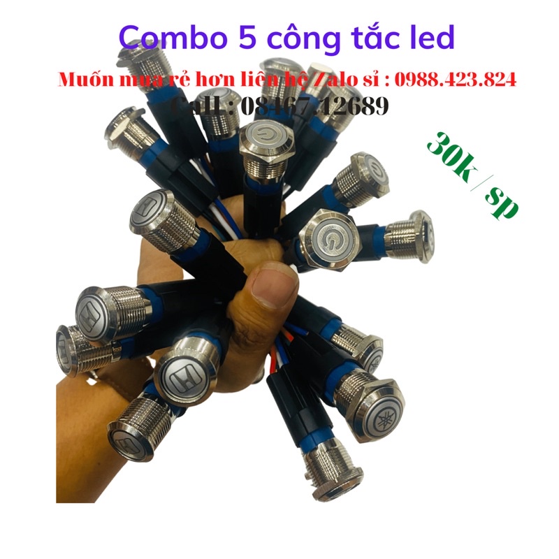 [ Sỉ 30k ] Combo 5 công tắc led logo Honda ; Yamaha ; Monster ; Power chất lượng cao tặng jack kết nối