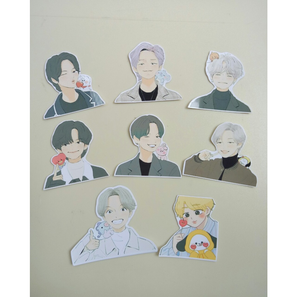 Sticker BTS chibi, cute, anime nhãn gián tổng hợp hình nhóm BTS, BT21 trang trí sổ, vở...