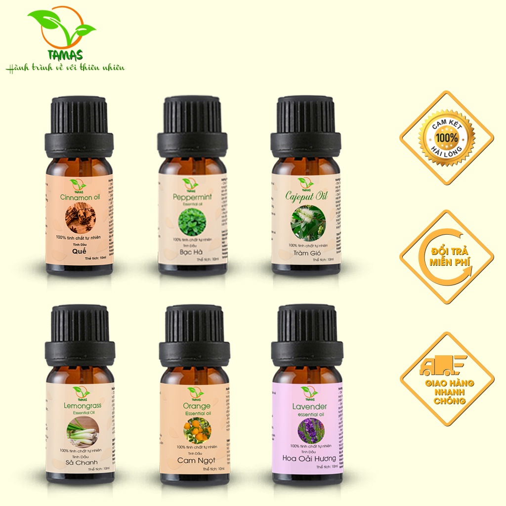 Tinh Dầu Thiên Nguyên Chất TAMAS 5ml, 10ml, Giúp Thơm Phòng, Khử Mùi, Đuổi Muỗi.