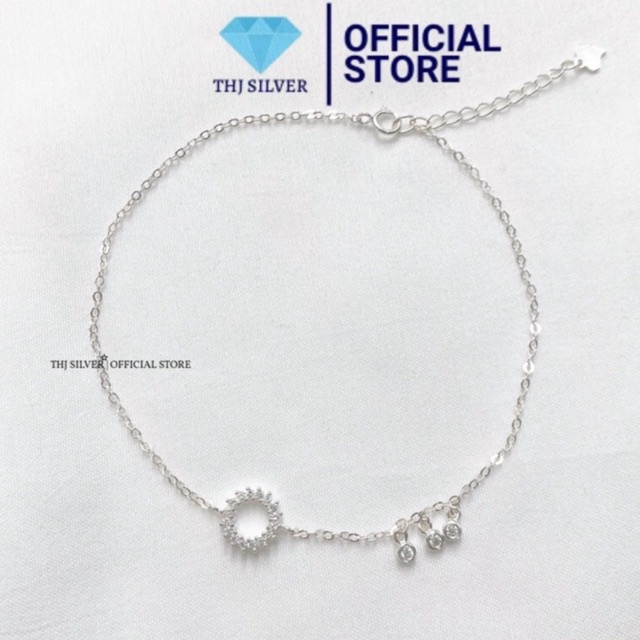 Lắc chân nữ bạc ta THJ- Lắc chân biển xanh treo đá nữ tính