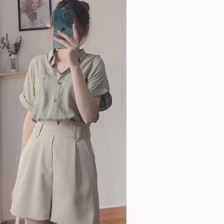 Áo sơ mi cộc ngắn tay 2 túi nhiều màu