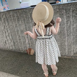Váy chấm bi viền đen bé gái