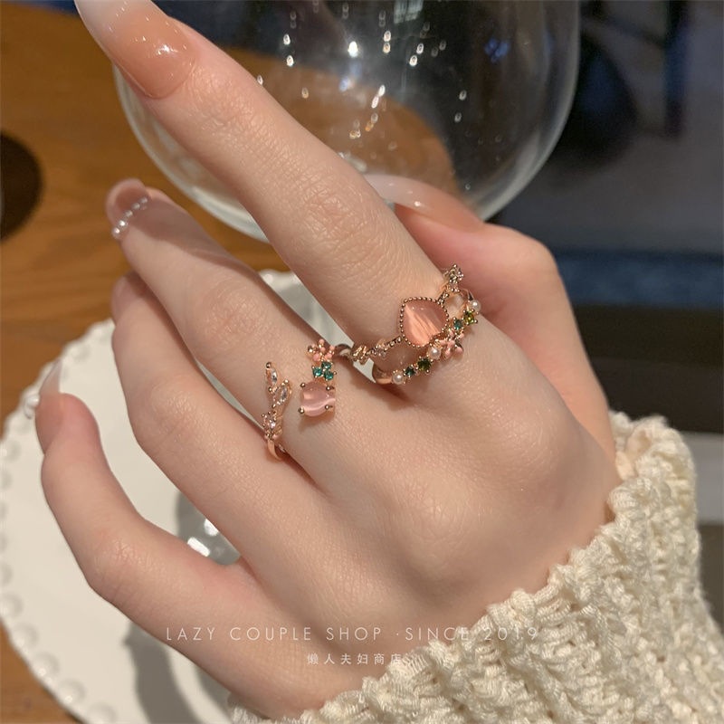 Nhẫn Hở Mạ Bạc Đính Đá Zircon Hình Trái Tim Thanh Lịch