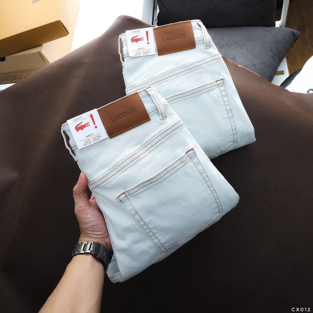 Quần Jean Dài Nam LACOSTE XANH TRẮNG Form SlimFit Mềm Mịn Co Giãn Hàng Xuất Xịn Có Big Size dolamen